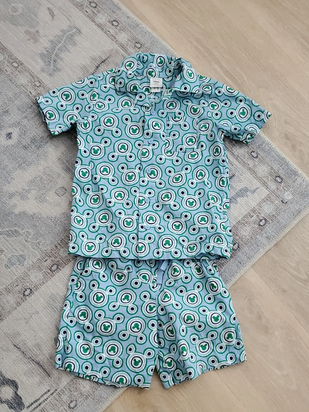 Disney x Hanna Andersson Boys Mickey Mouse Cotton poplin set Shirt Shorts Sz6-7
